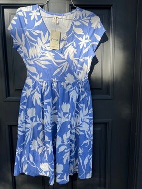 Pact Women’s Tropical Wedgewood Fit & Flare Crossover Dress